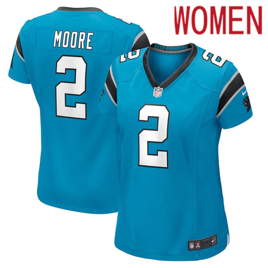 Women Carolina Panthers 2 D.J. Moore Nike Blue Game NFL Jersey